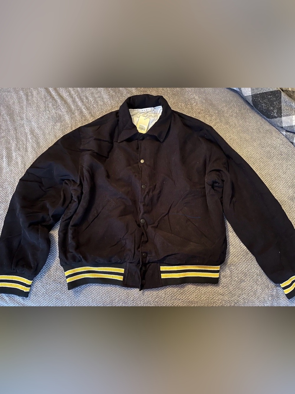Size Large - MNML Men's Black Corduroy Varsity Jacket